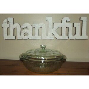 Pyrex 024 Clear Light Green Tint 2 Quart Casserole W/Lid